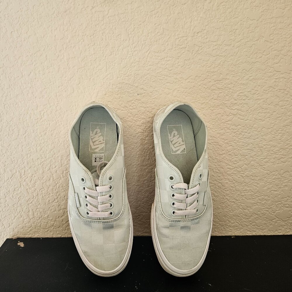 Light Blue/Aqua Checkered Vans.